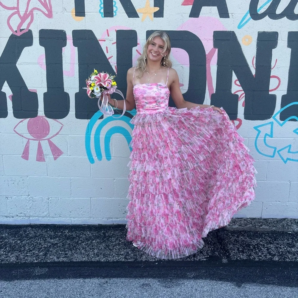 Pink Ruffled Gown - Picture 2 of 3